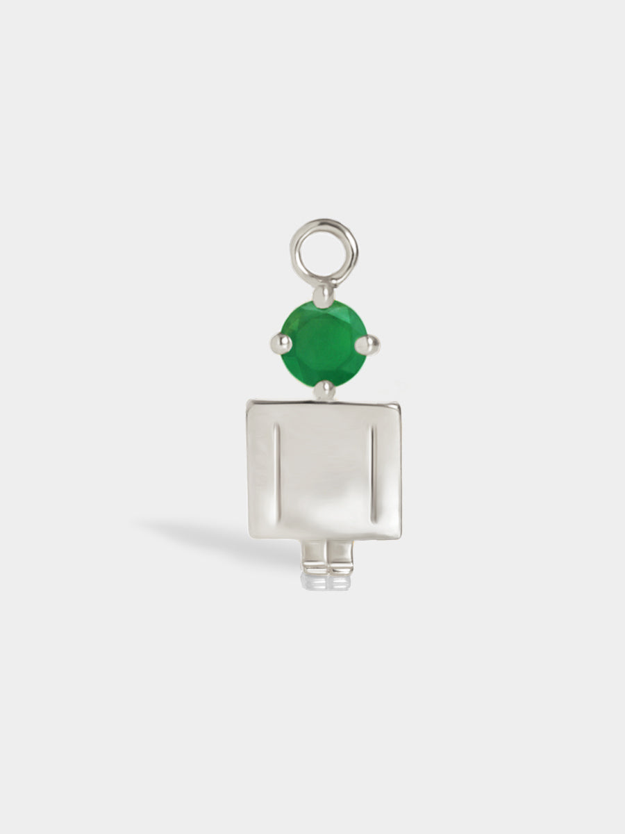Birthstone Range Silver Dad or Man with Connector - Emerald Quartz Gemstone - May