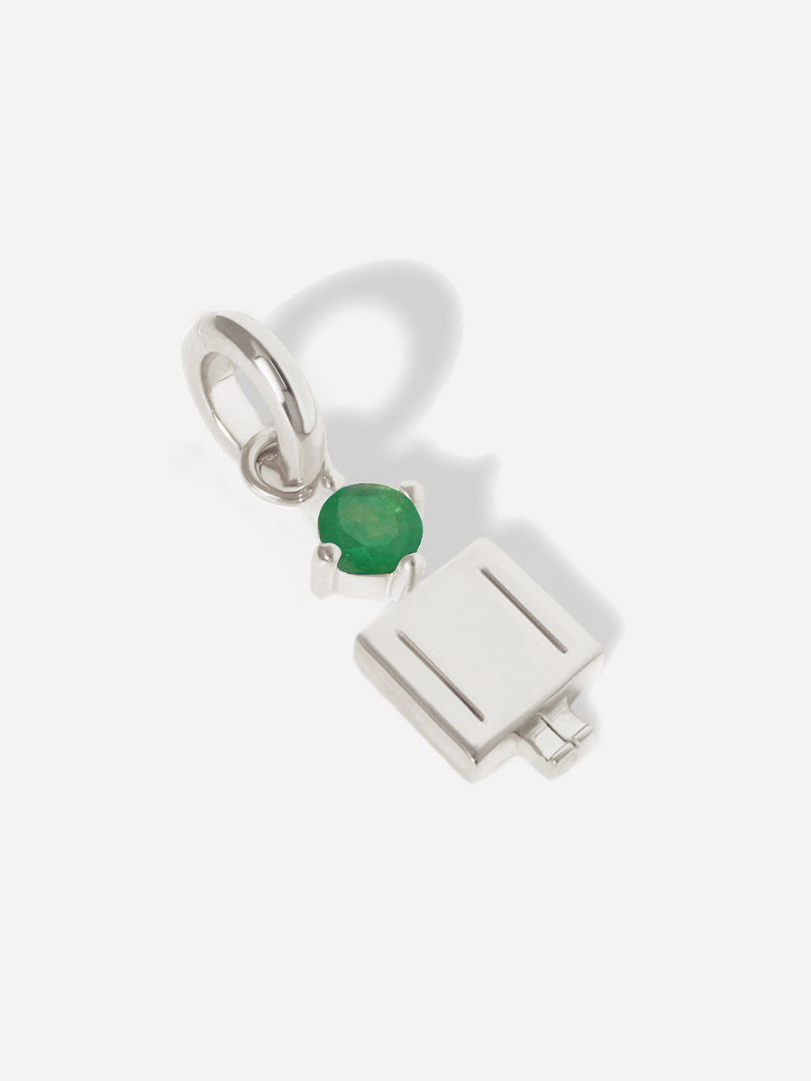 Birthstone Range Silver Dad or Man with Connector - Emerald Quartz Gemstone - May