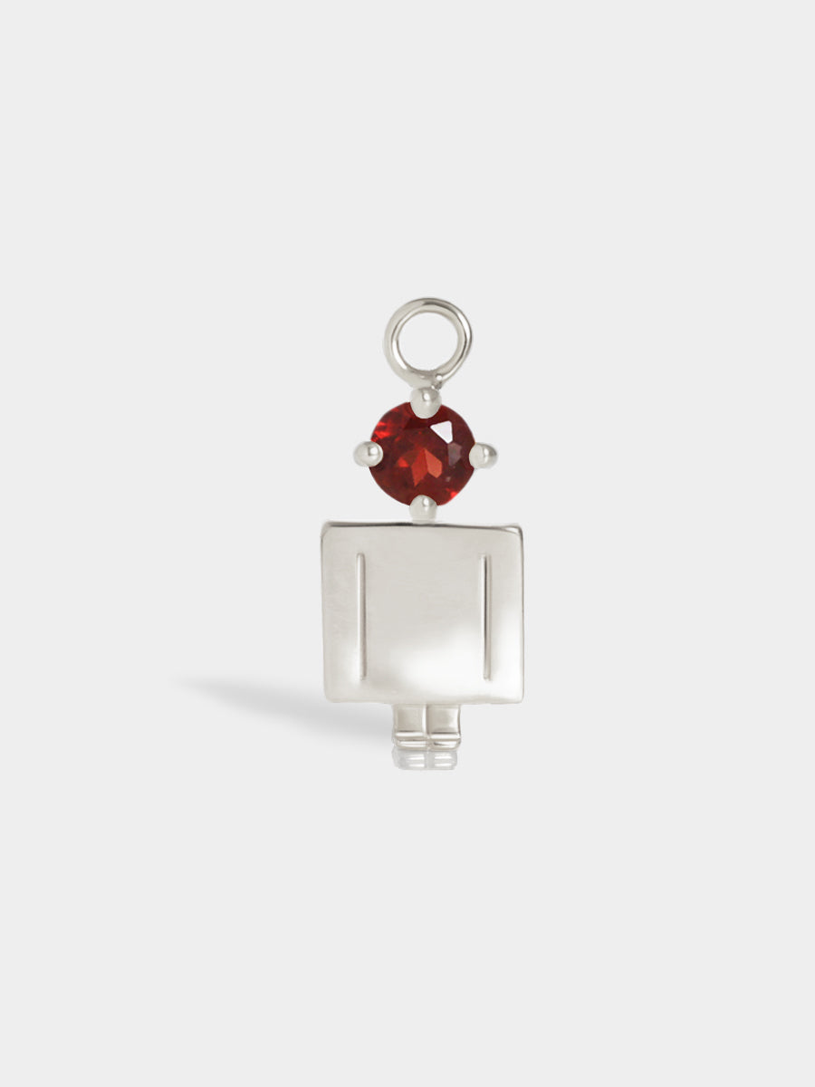 Birthstone Range Silver Dad or Man with Connector and Garnet Gemstone - January