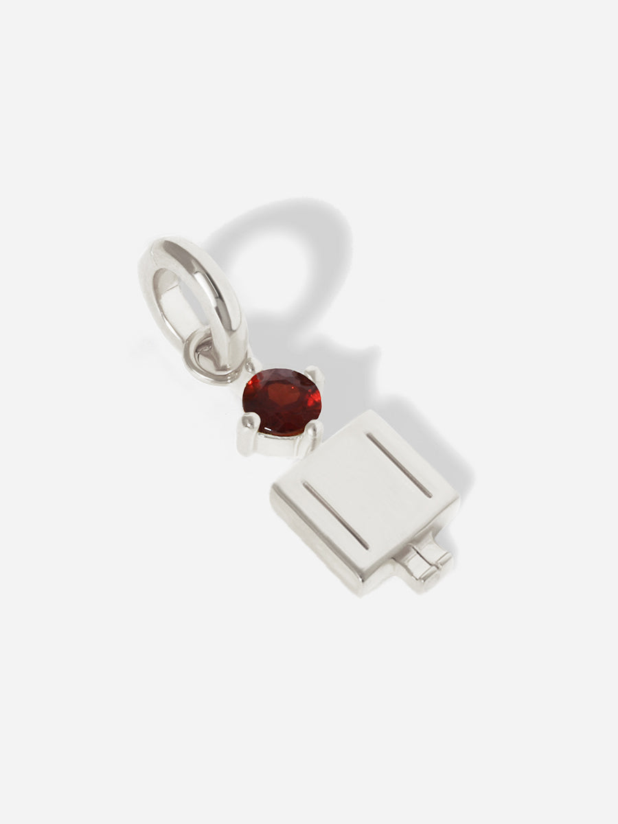Birthstone Range Silver Dad or Man with Connector and Garnet Gemstone - January