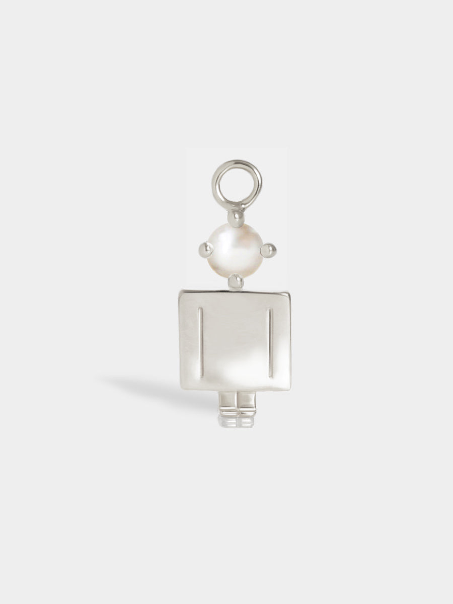 Birthstone Range Silver Dad or Man with Connector and Pearl Gemstone - June