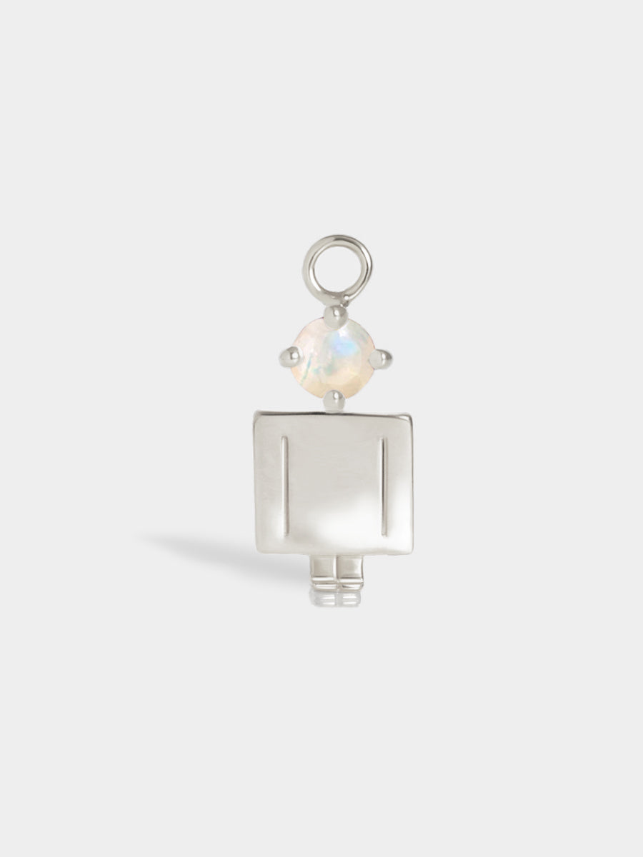 Birthstone Range Silver Dad or Man with Connector - Moonstone Gemstone - October