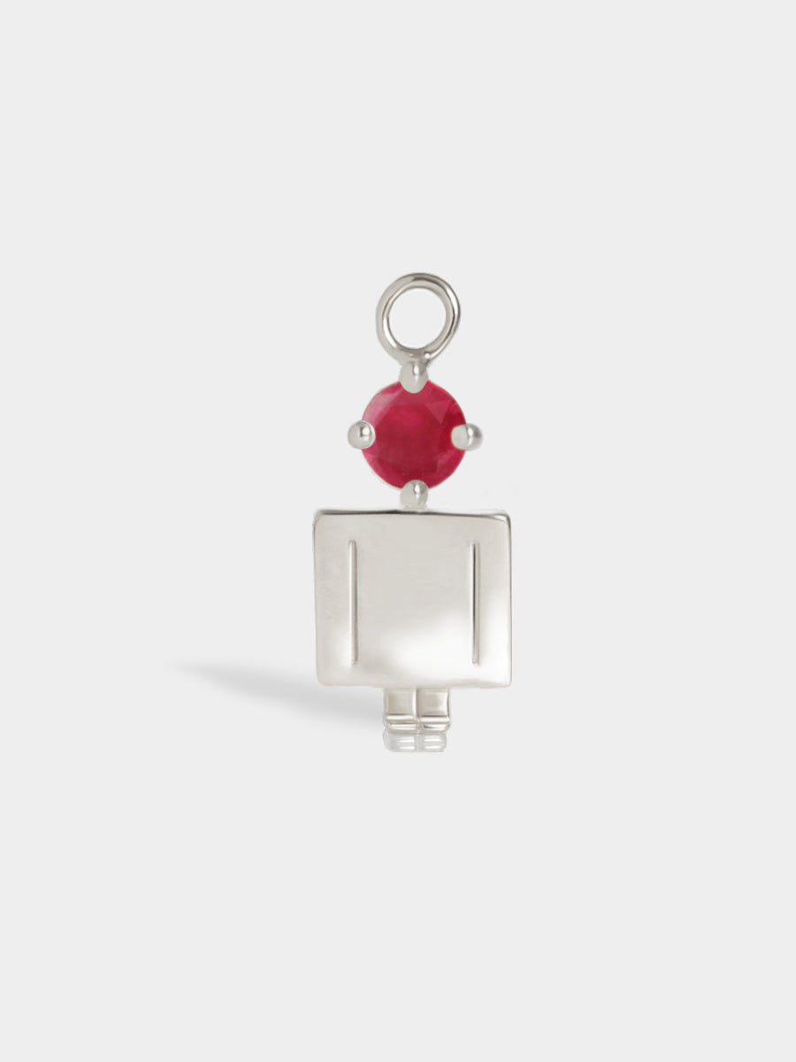 Birthstone Range Silver Dad or Man with Connector - Ruby Quartz Gemstone - July