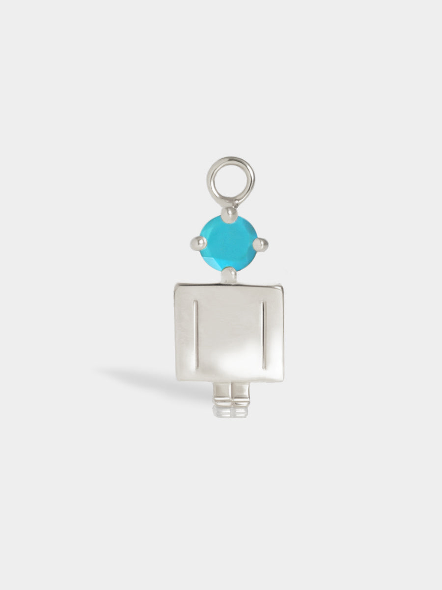Birthstone Range Silver Dad or Man with Connector - Turquoise Gemstone - December