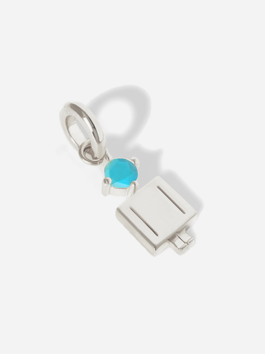 Birthstone Range Silver Dad or Man with Connector - Turquoise Gemstone - December