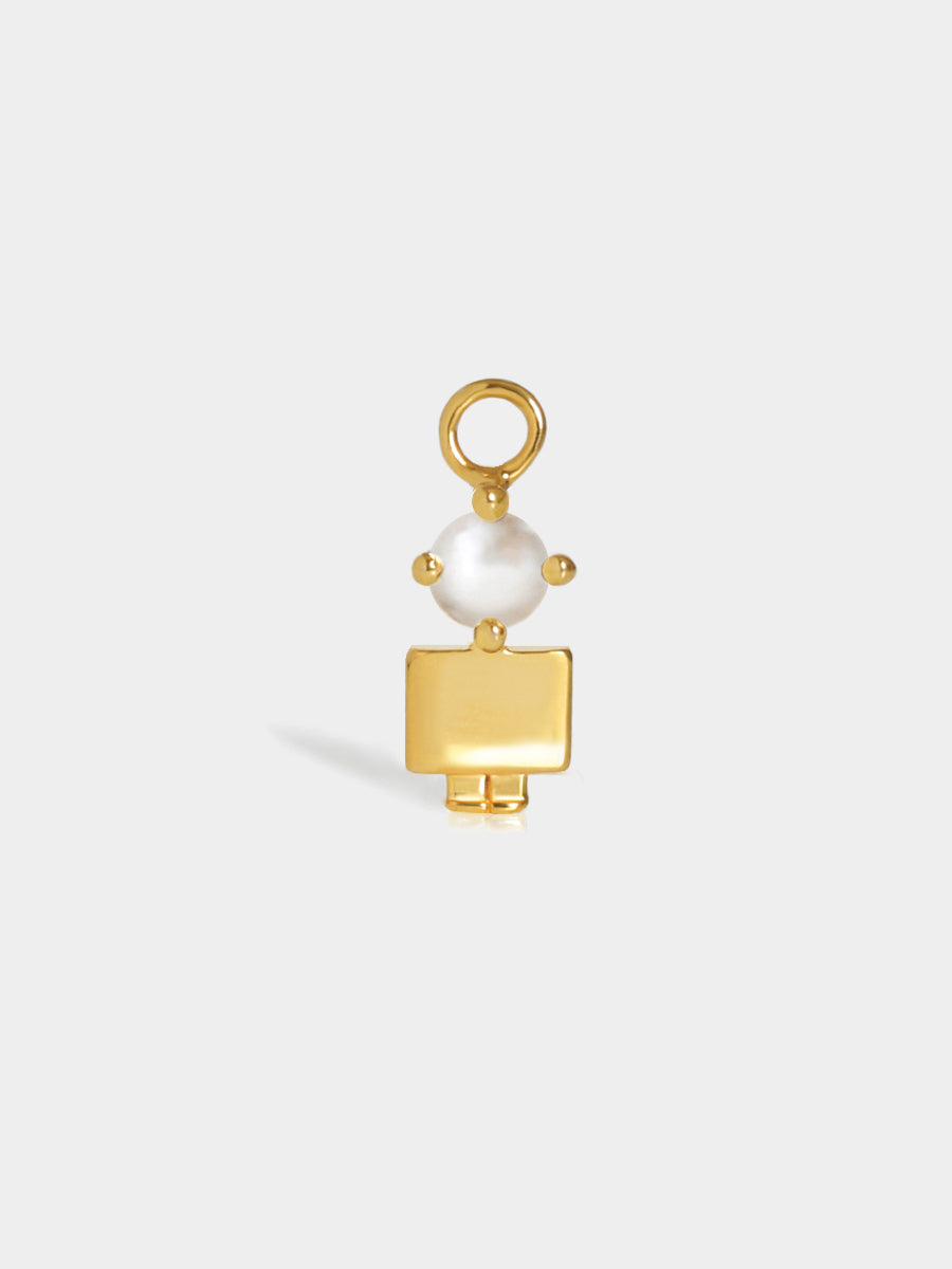 Birthstone Range Gold Son or Boy with Connector - Pearl Gemstone - June