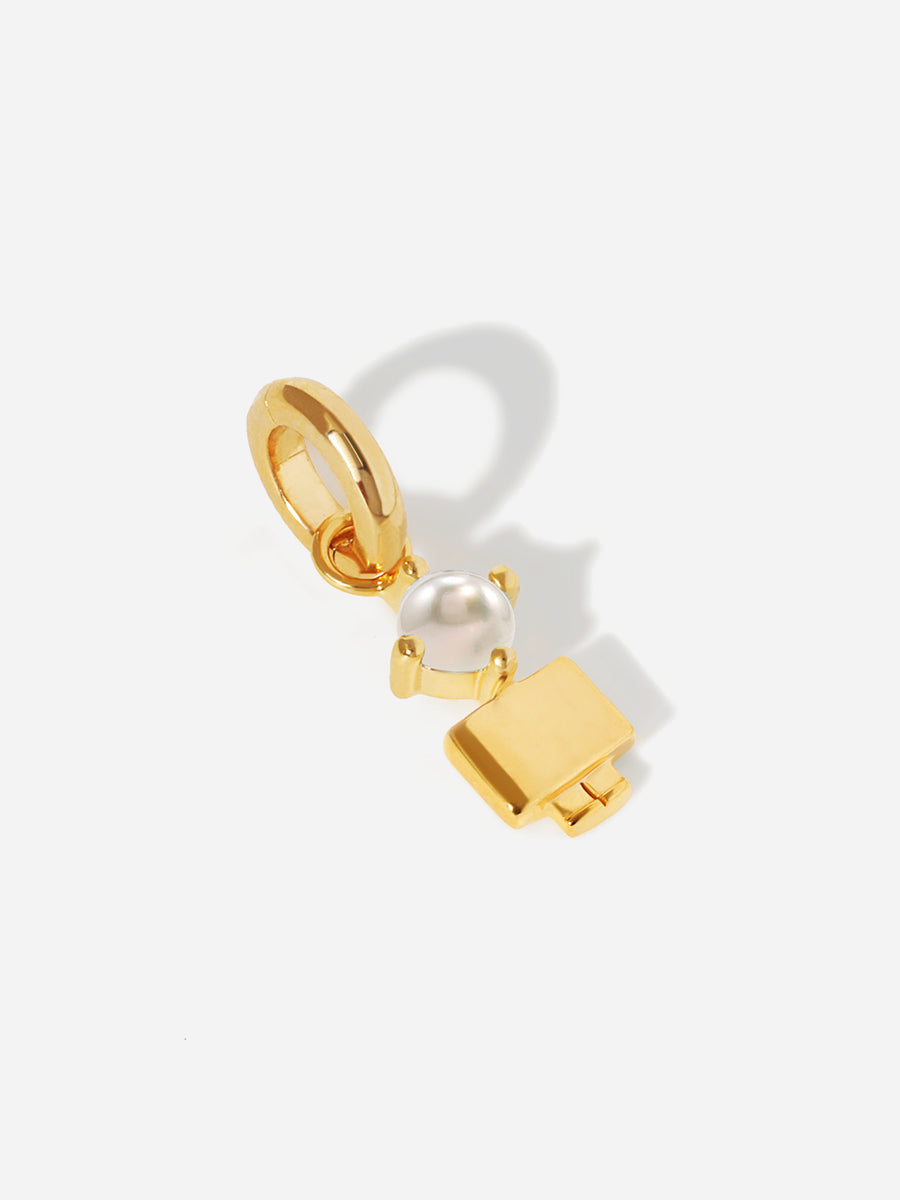 Birthstone Range Gold Son or Boy with Connector - Pearl Gemstone - June