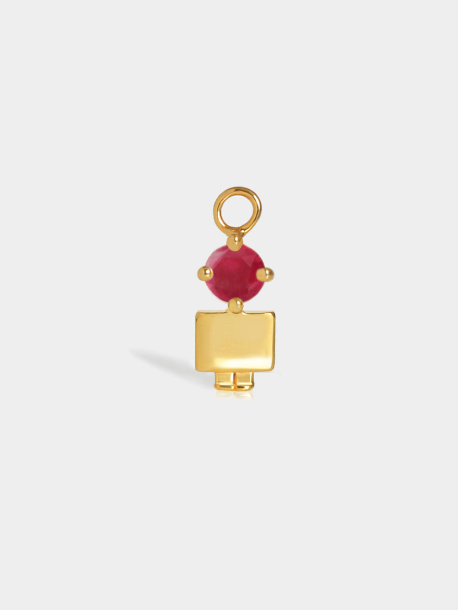 Birthstone Range Gold Son or Boy with Connector - Ruby Quartz Gemstone - July