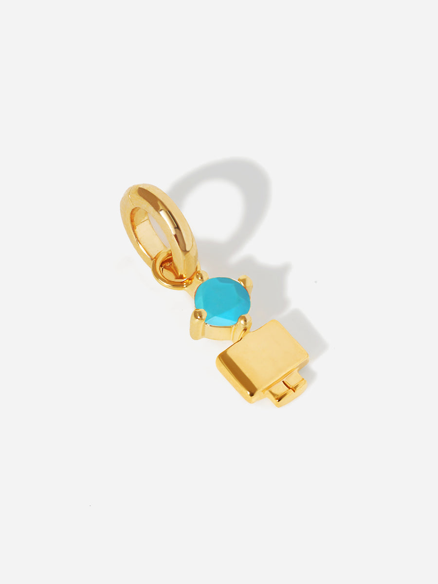 Birthstone Range Gold Son or Boy with Connector - Turquoise Gemstone - December