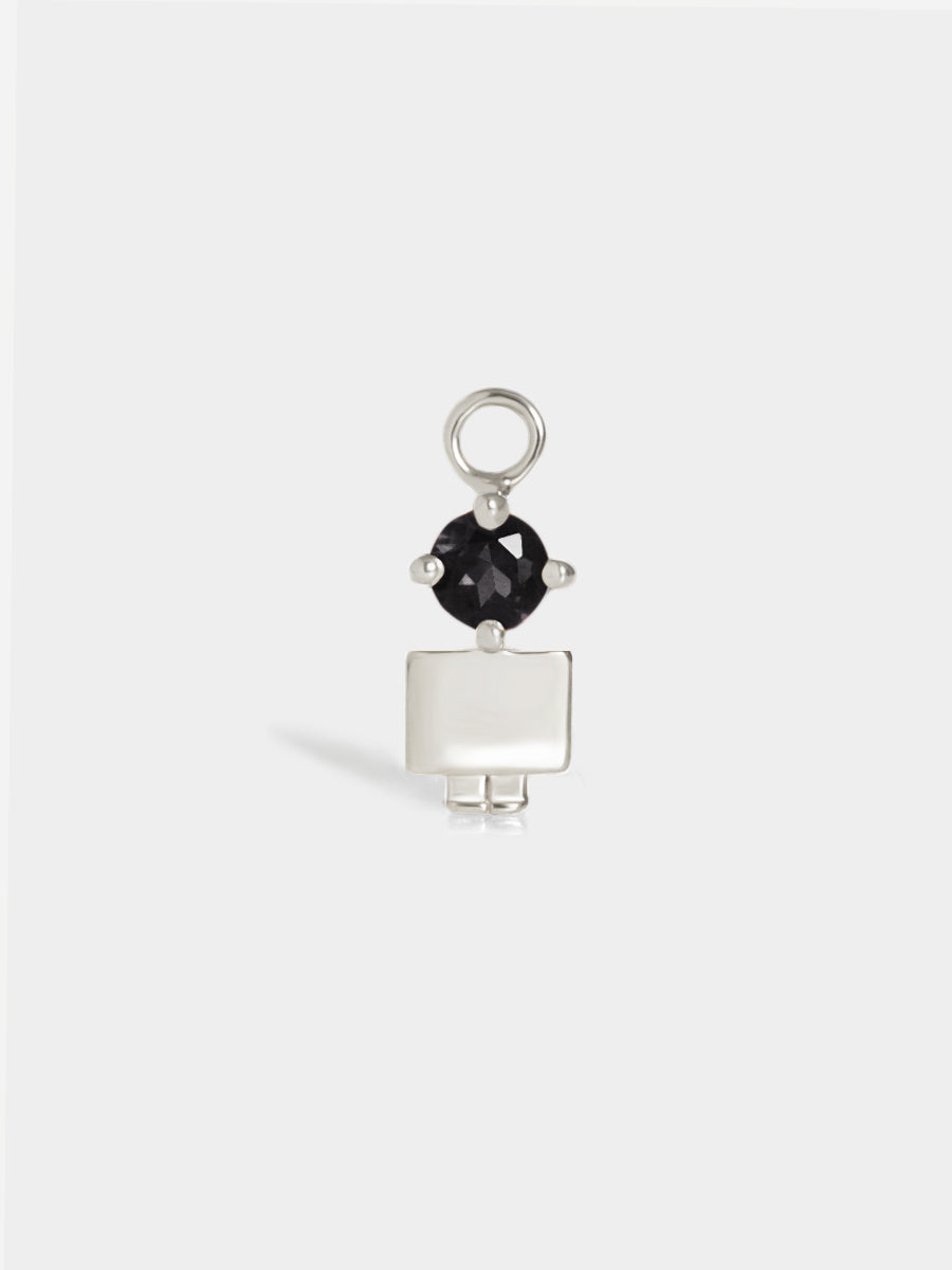 Moments Range Silver Son or Boy with Connector - Black Spinel Gemstone