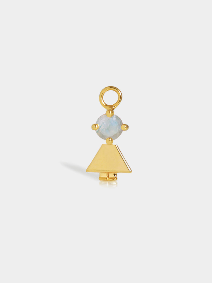 Eyes Range Gold Daughter or Girl with Connector - Grey Moonstone Gemstone