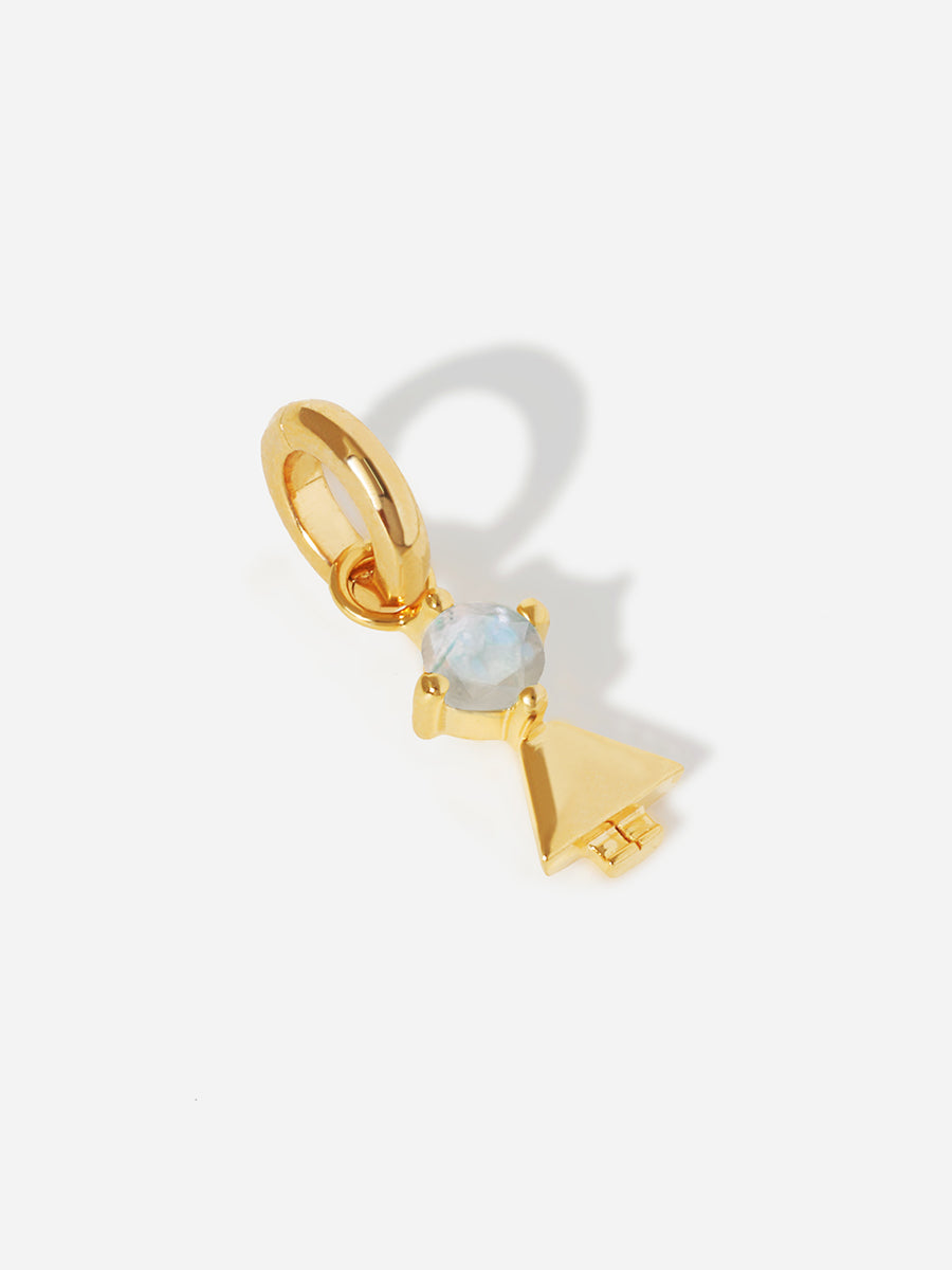 Eyes Range Gold Daughter or Girl with Connector - Grey Moonstone Gemstone