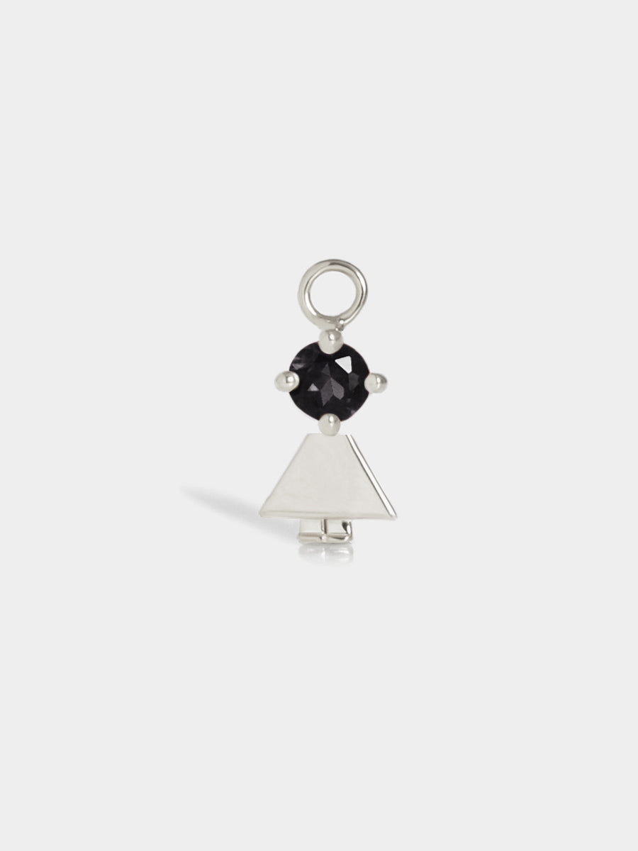 Moments Range Silver Daughter or Girl with Connector - Black Spinel Gemstone