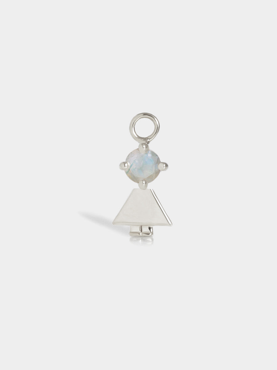 Eyes Range Silver Daughter or Girl with Connector - Grey Moonstone Gemstone