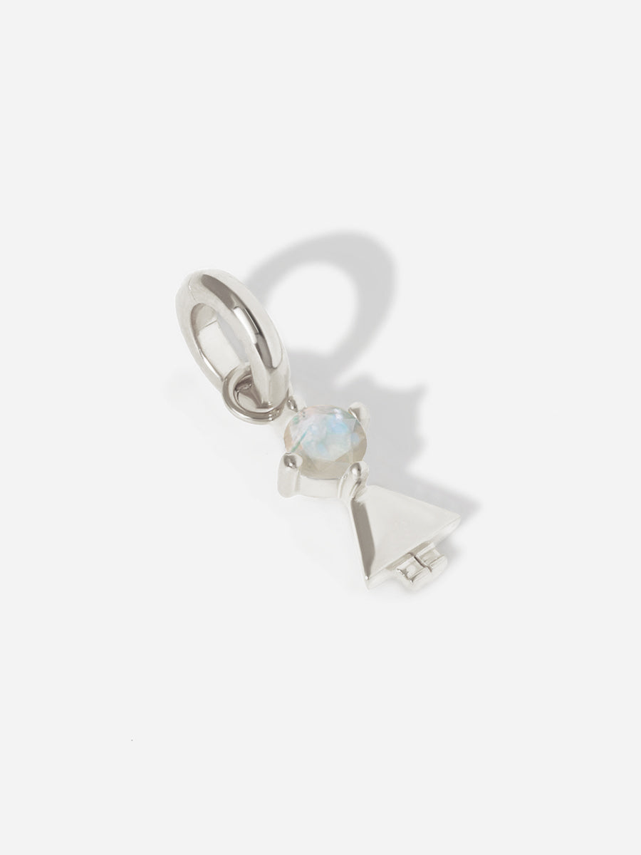 Eyes Range Silver Daughter or Girl with Connector - Grey Moonstone Gemstone