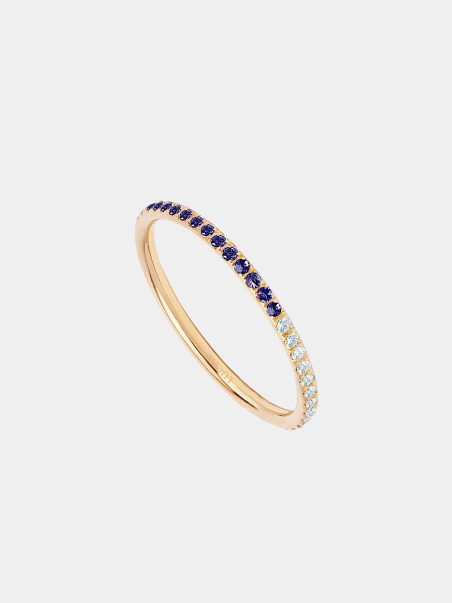 9K Gold Blue Sapphire & Blue Topaz Eternity Ring