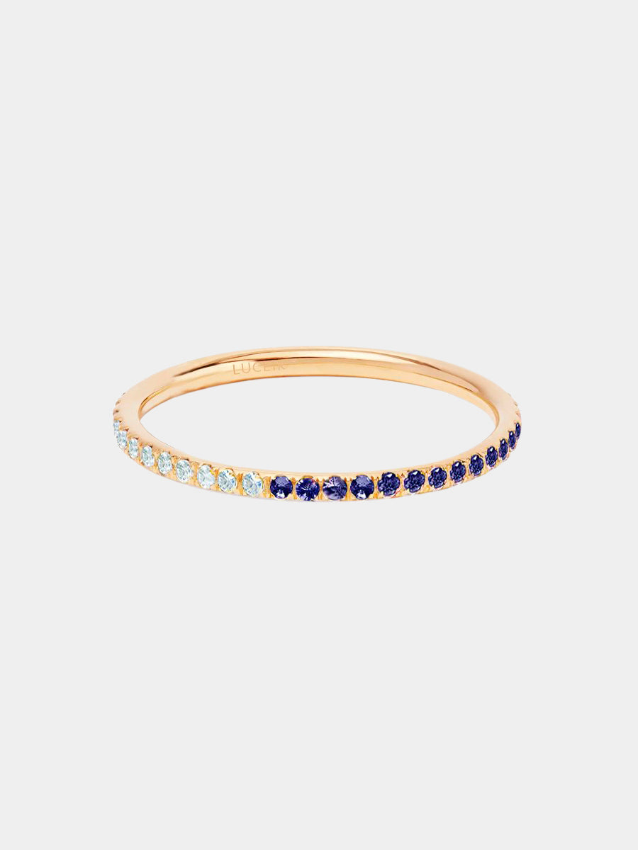 9K Gold Blue Sapphire & Blue Topaz Eternity Ring