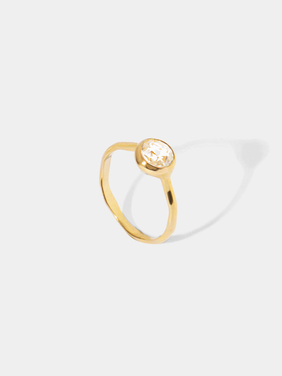 April 18k Gold Vermeil Birthstone Gemstone Ring Stackable Crystal