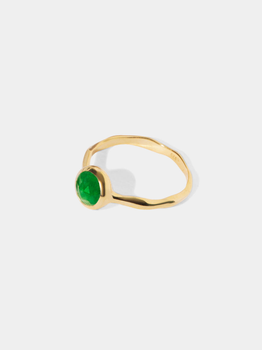 May 18k Gold Vermeil Birthstone Gemstone Ring Stackable Emerald Quartz