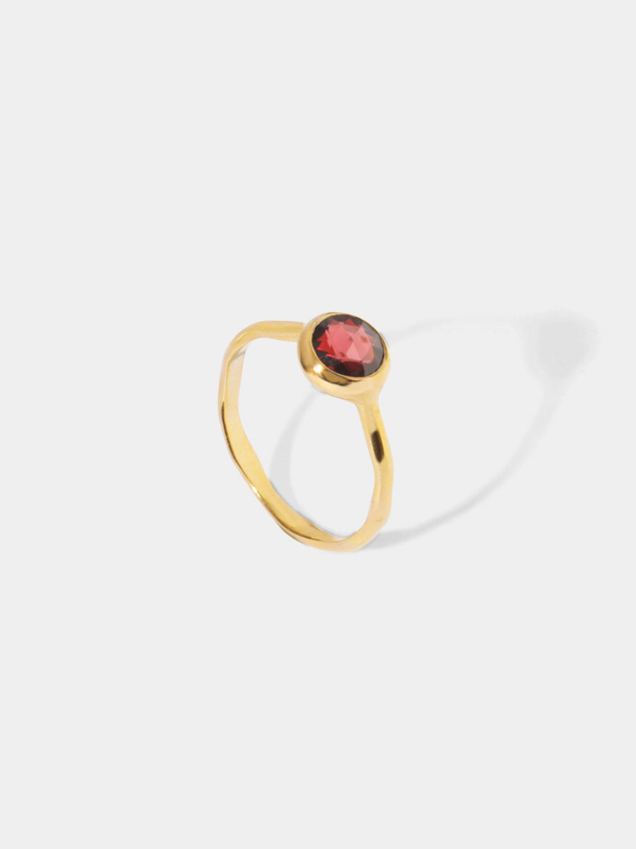 January 18k Gold Vermeil Birthstone Gemstone Ring Stackable Garnet