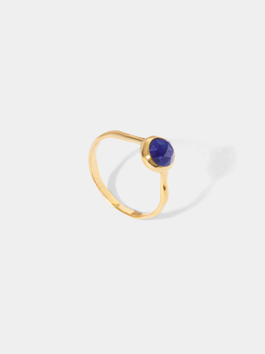 September 18k Gold Vermeil Birthstone Gemstone Ring Stackable Lapis Lazuli