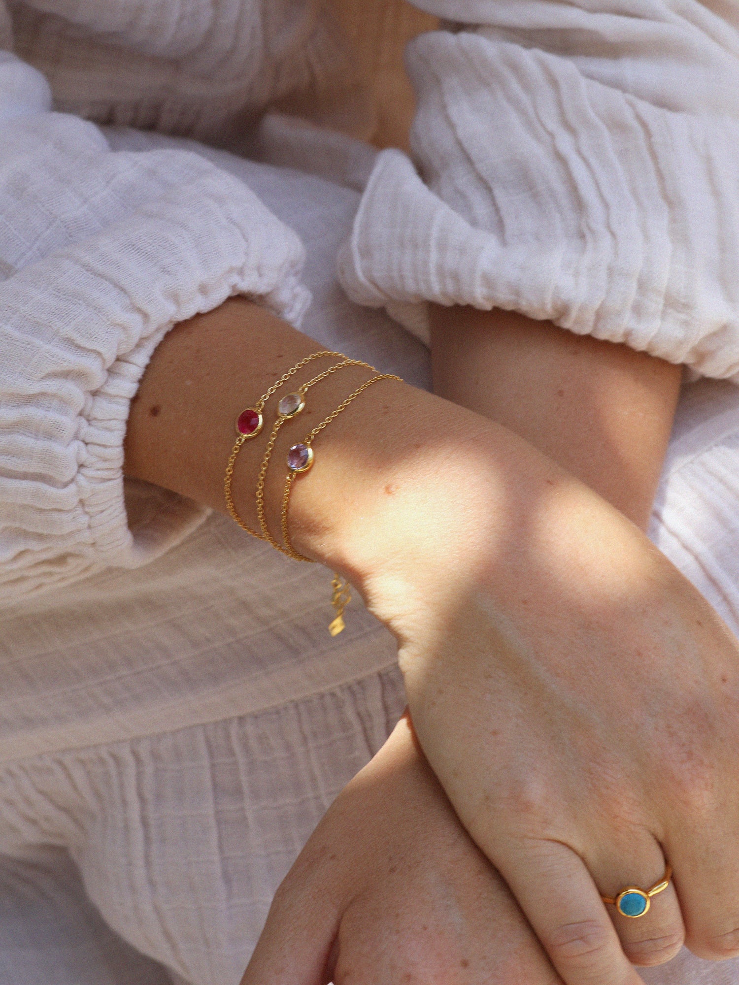 October 18k Gold Vermeil Birthstone Gemstone Ring Stackable Moonstone