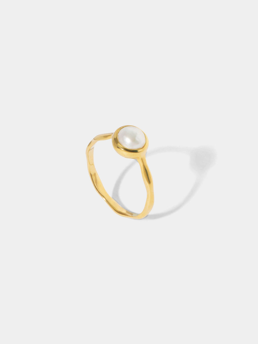 June 18k Gold Vermeil Birthstone Gemstone Ring Stackable Pearl