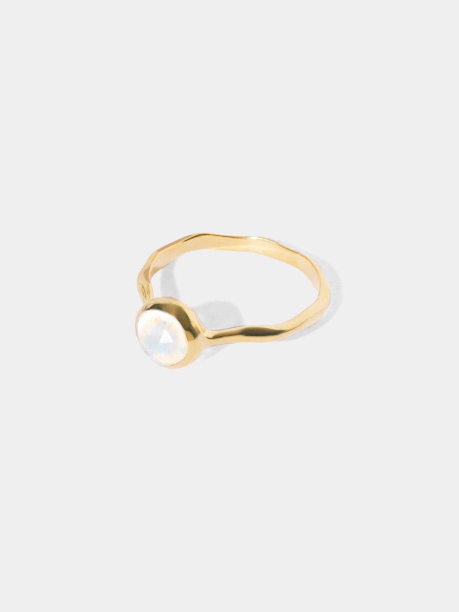 October 18k Gold Vermeil Birthstone Gemstone Ring Stackable Moonstone