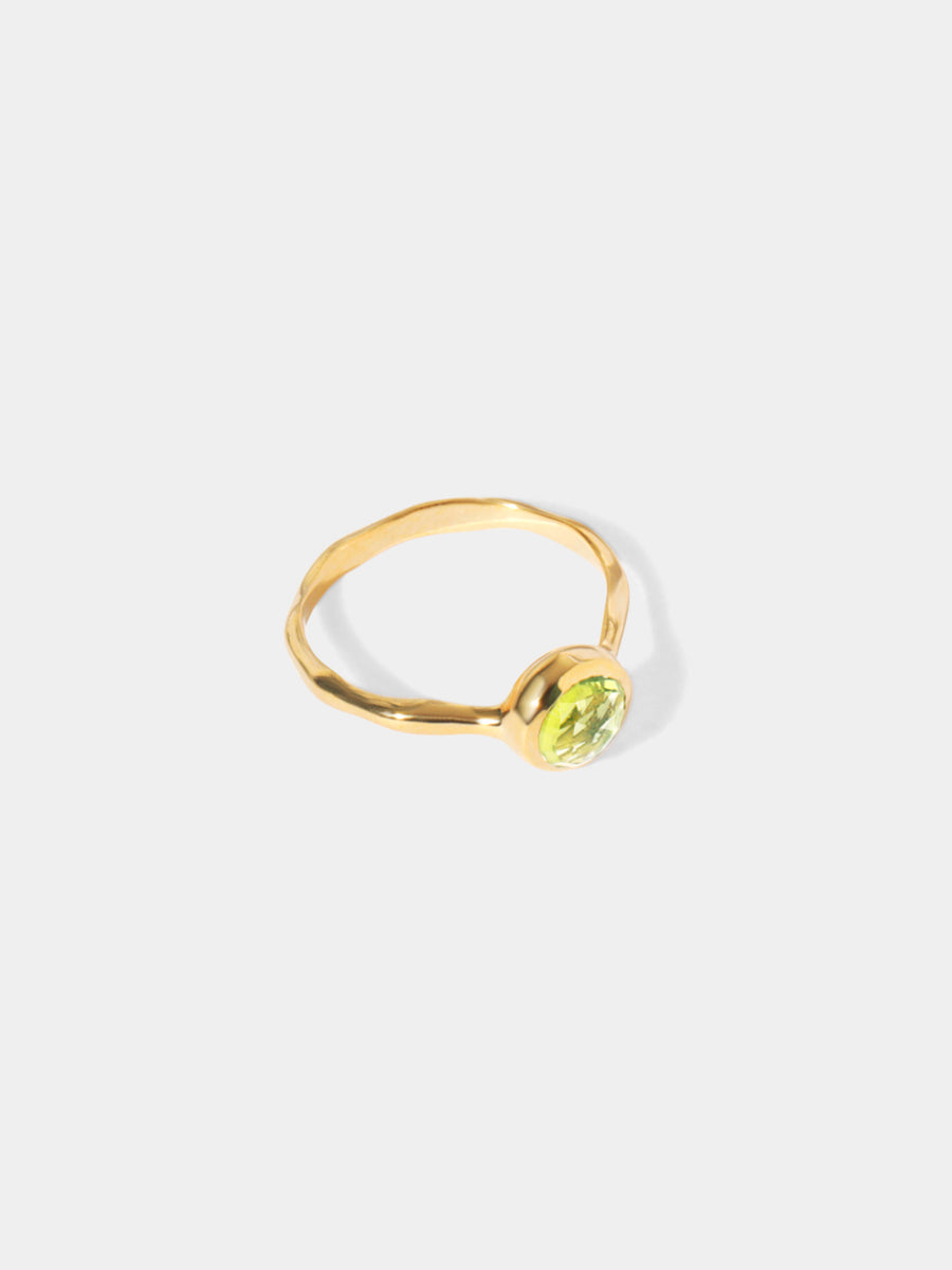 August 18k Gold Vermeil Birthstone Gemstone Ring Stackable Peridot