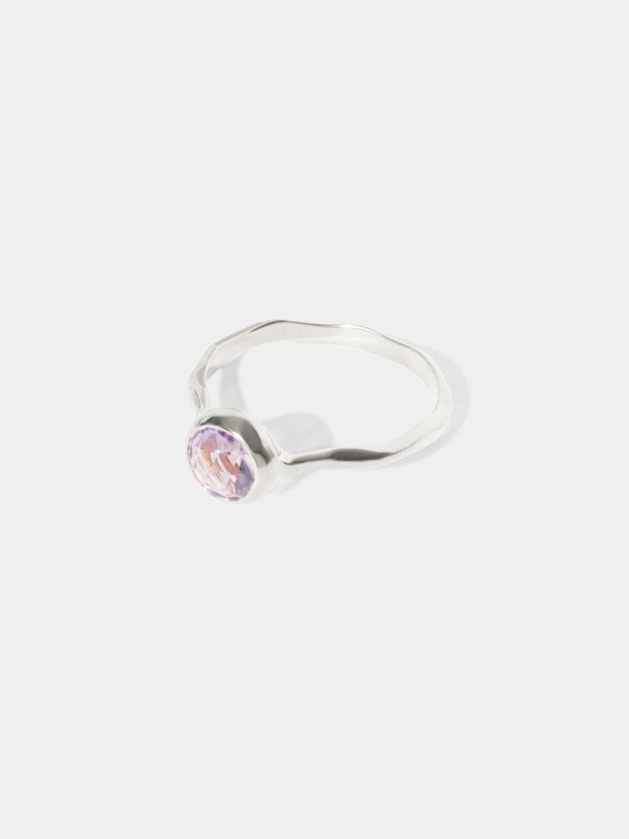February Sterling Silver Birthstone Gemstone Ring Stackable Brazilian Amethyst