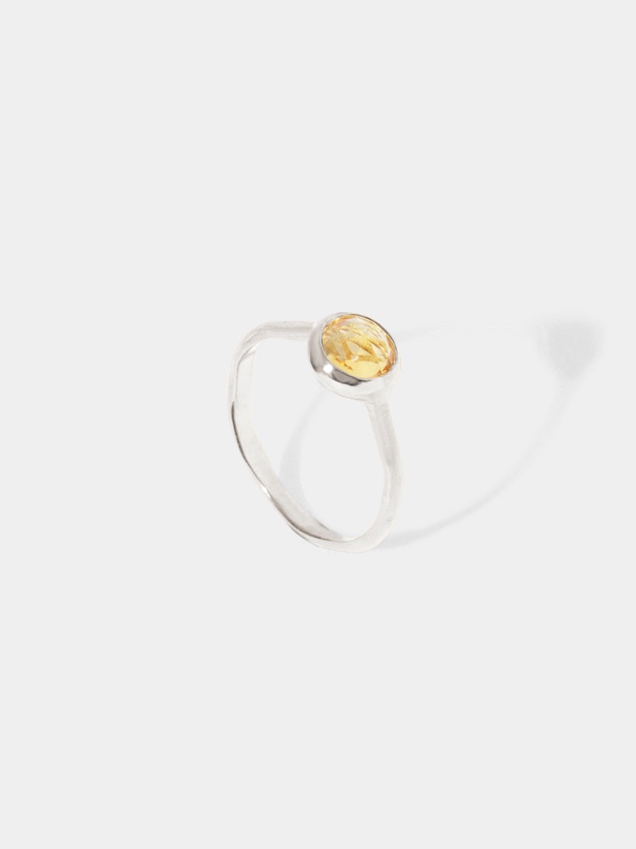 November Sterling Silver Birthstone Gemstone Ring Stackable Citrine