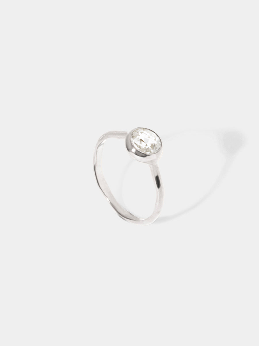 April Sterling Silver Birthstone Gemstone Ring Stackable Crystal