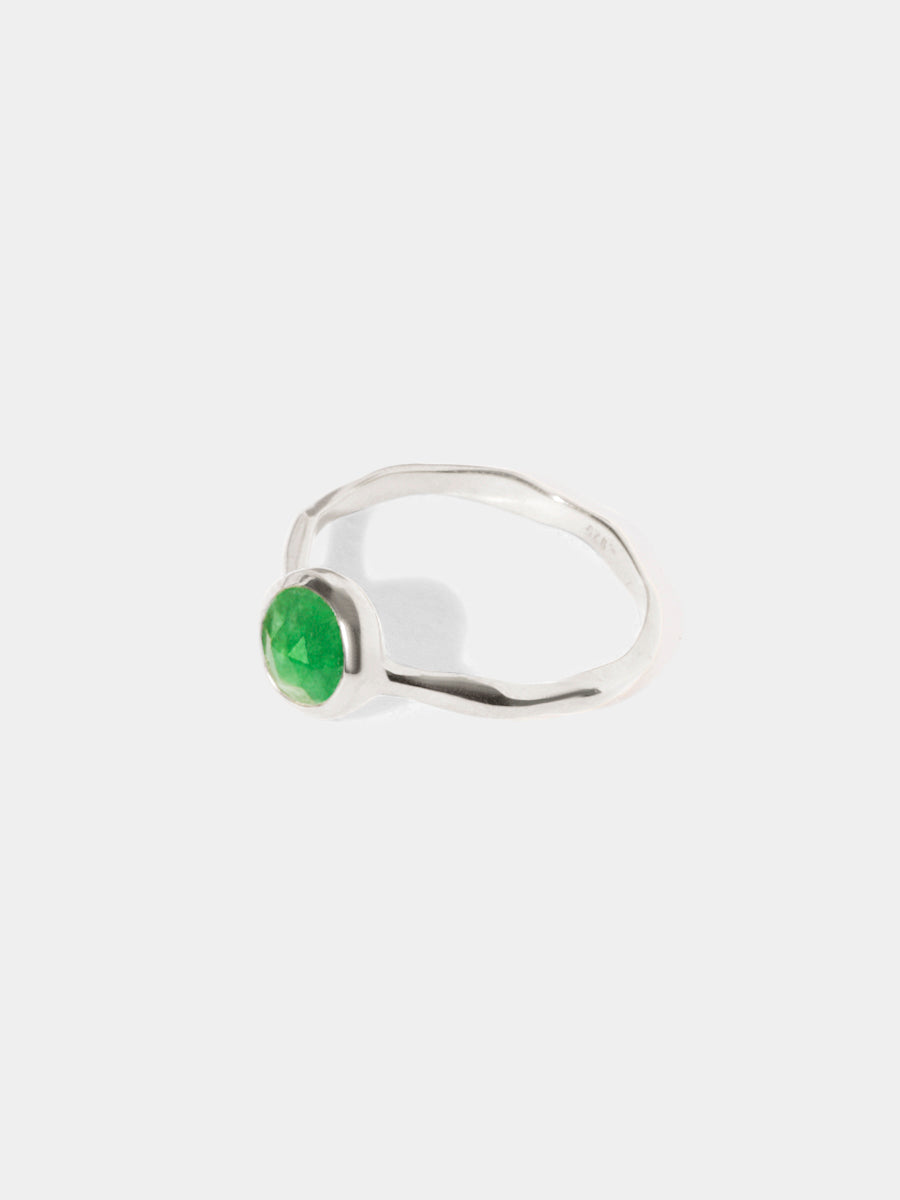 May Sterling Silver Birthstone Gemstone Ring Stackable Emerald Quartz