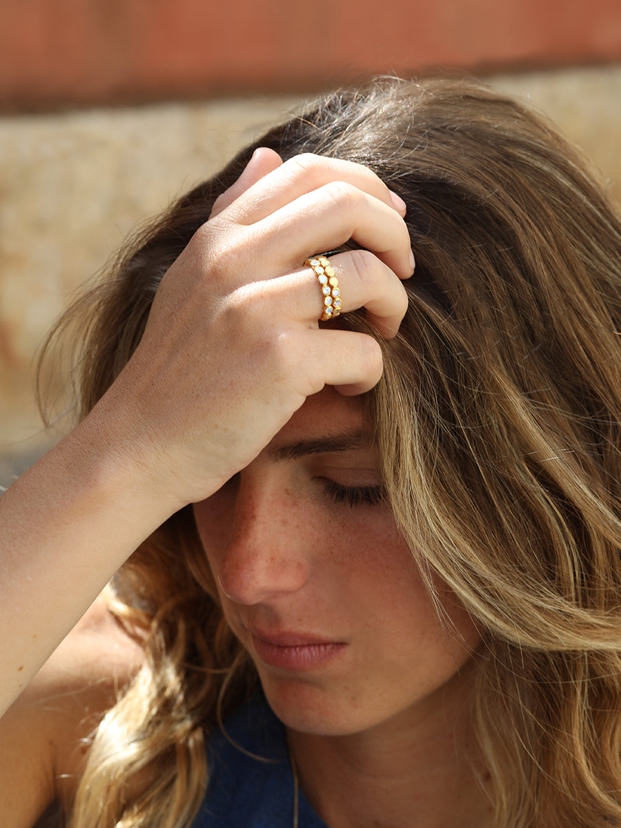 Orbit Gold Moonstone Eternity Ring