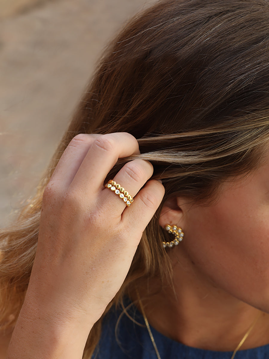 Orbit Gold White Topas Eternity Ring