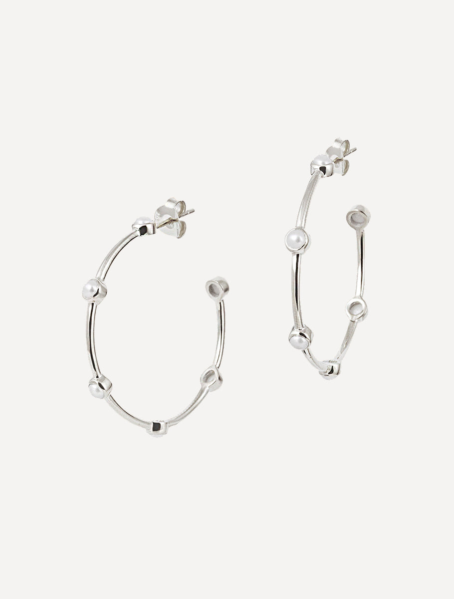 Orecchini a cerchio con perle in argento sterling - Grandi
