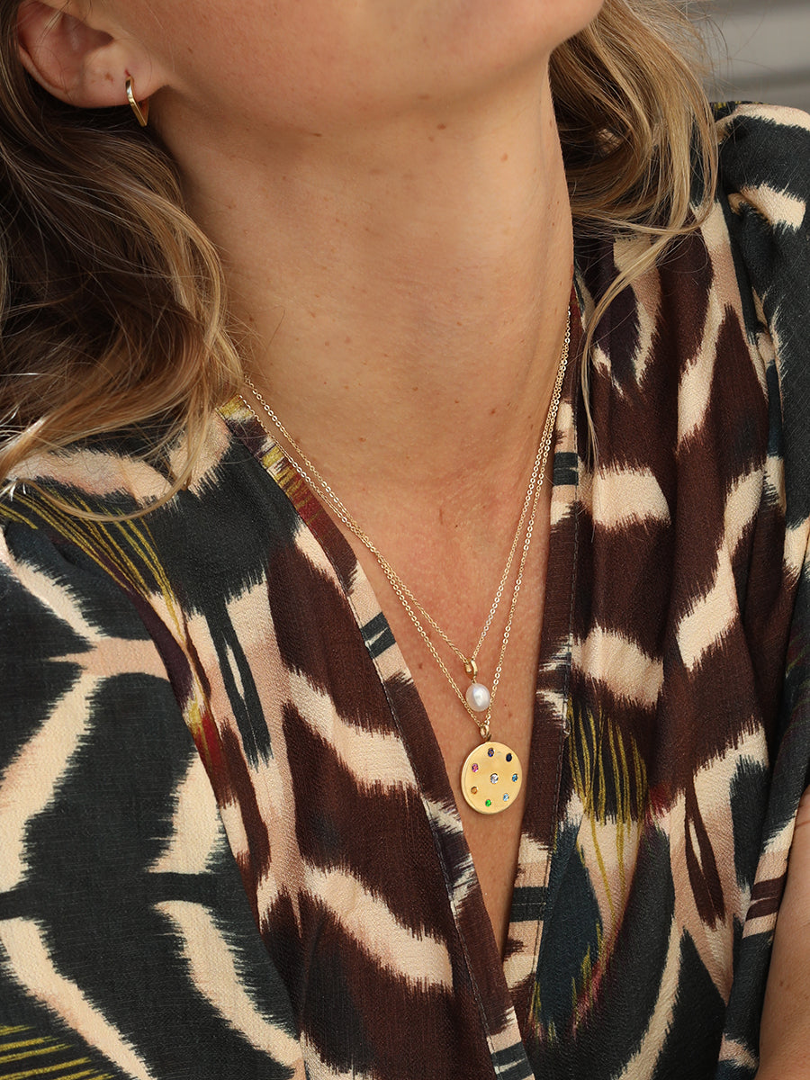 Gold Spectrum Gemstone Pendant necklace