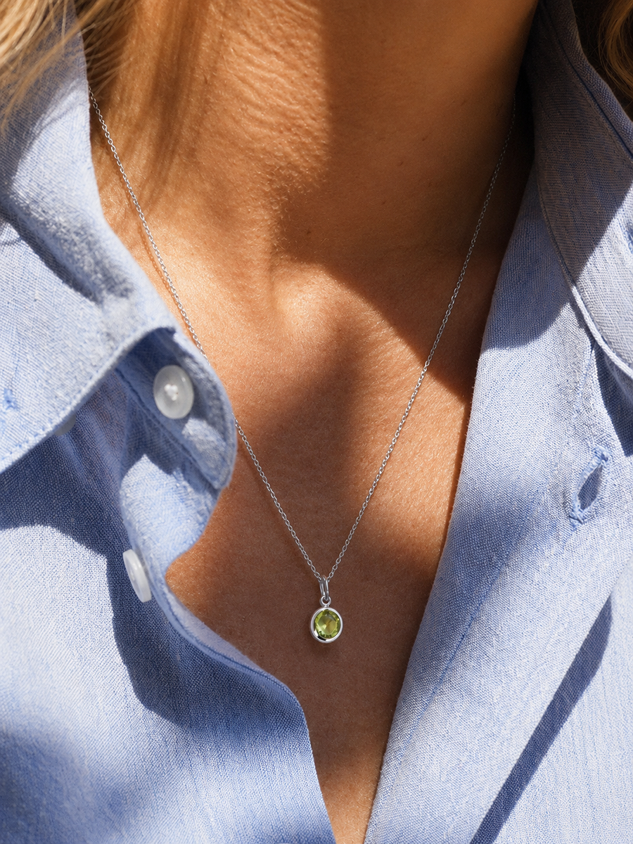 Sterling Silver Birthstone Gemstone Pendant Necklace
