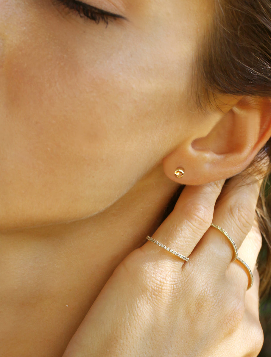 November 9K Gold Birthstone Gemstone Stud Earrings Citrine