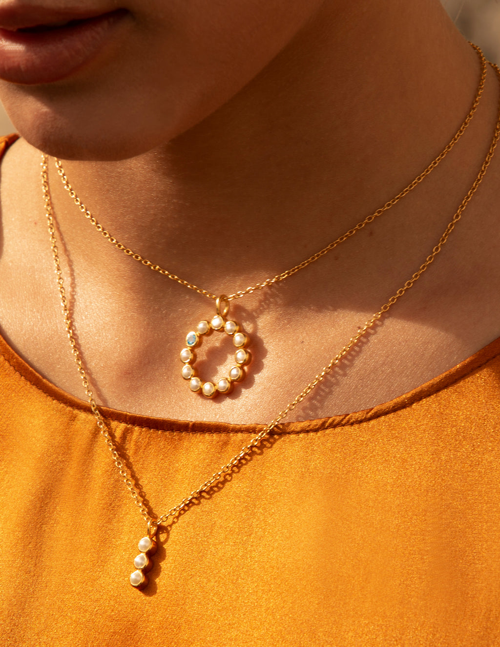 18k Gold Vermeil Trinity Pearl Trio Necklace