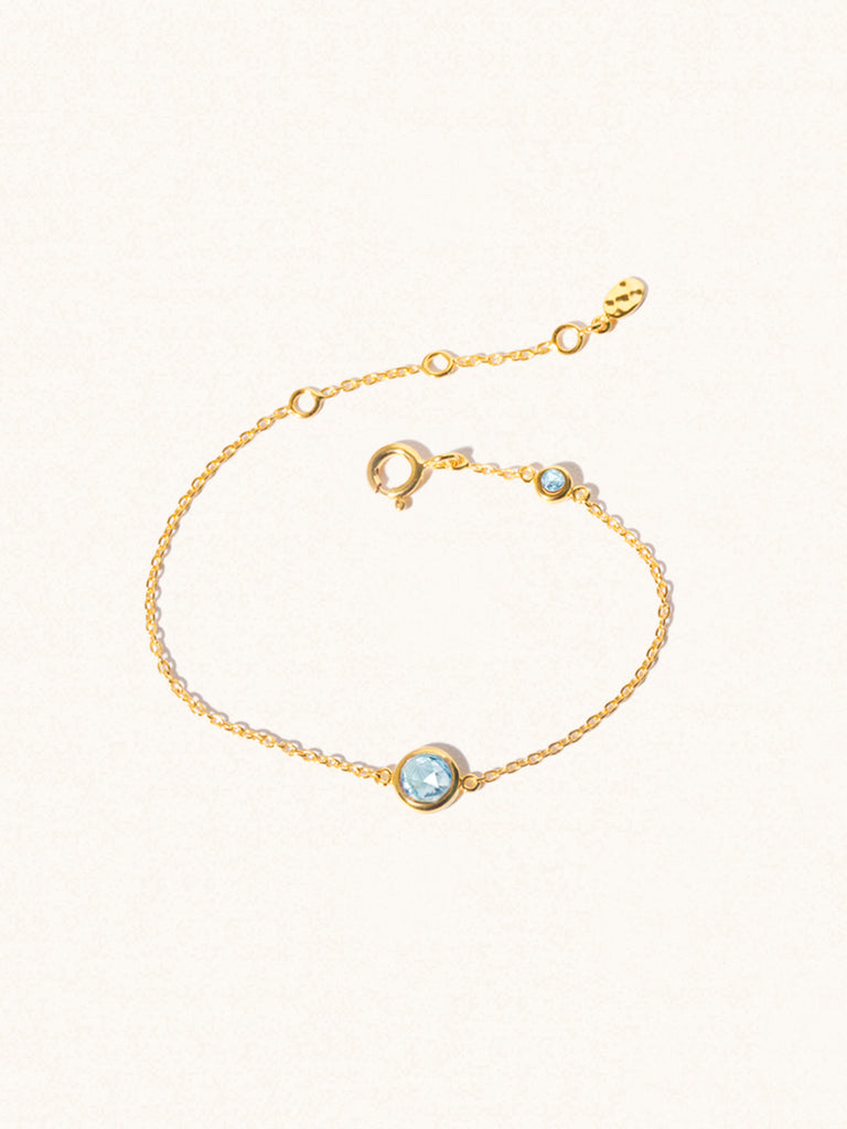 March 18k Gold Vermeil Birthstone Bracelet Blue Topaz