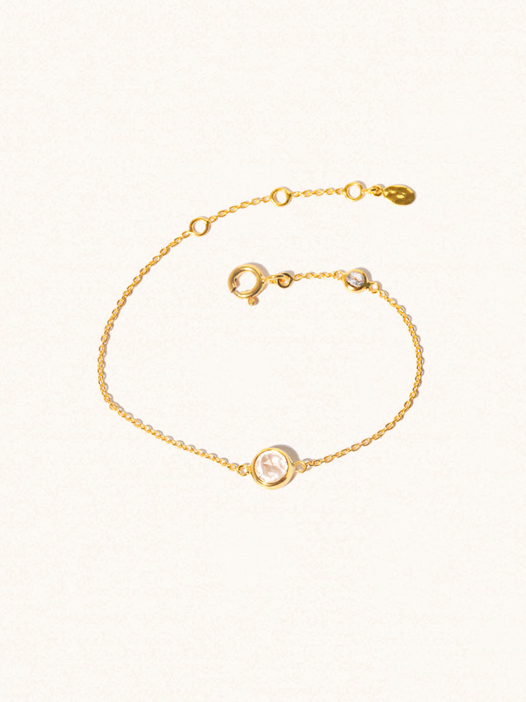 April 18k Gold Vermeil Gold Birthstone Bracelet Crystal