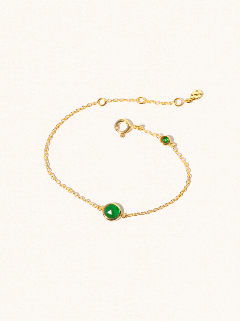 May 18k Gold Vermeil Birthstone Bracelet Emerald Quartz