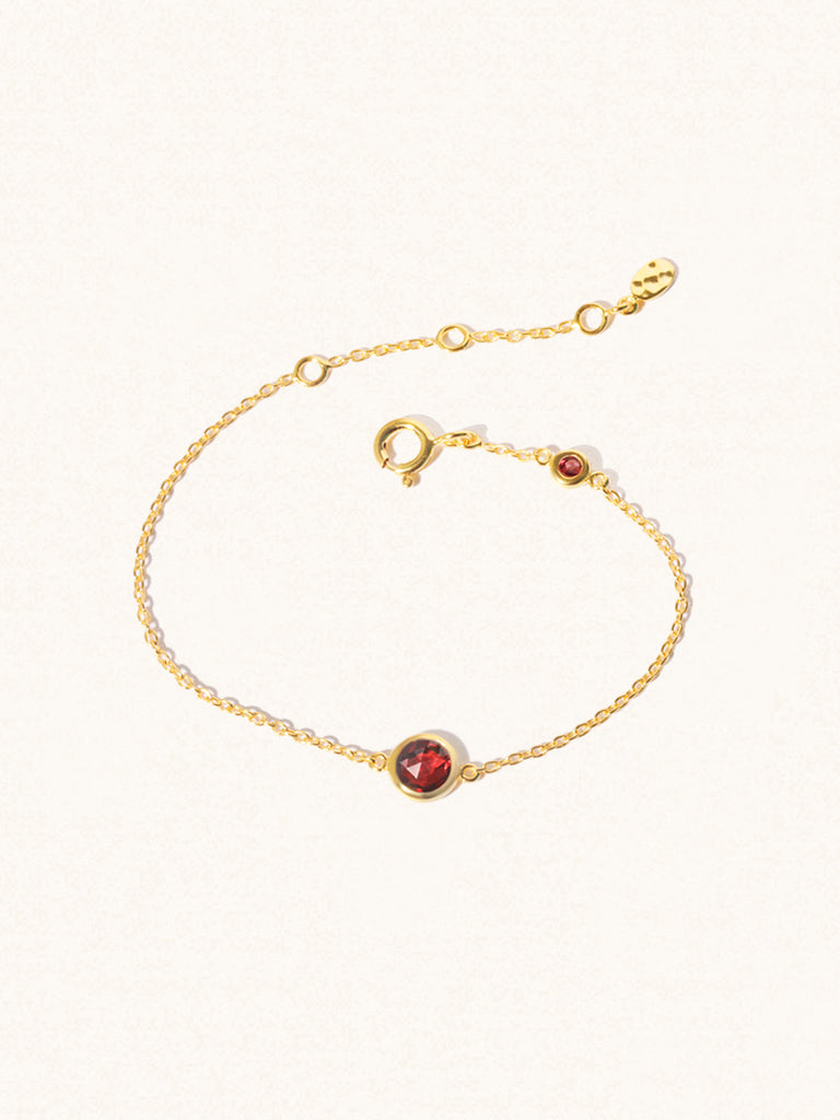 January 18k Gold Vermeil Birthstone Bracelet Garnet