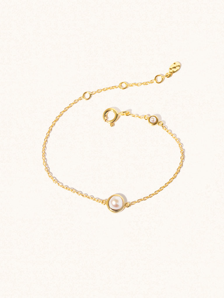 June 18k Gold Vermeil Birthstone Bracelet Pearl