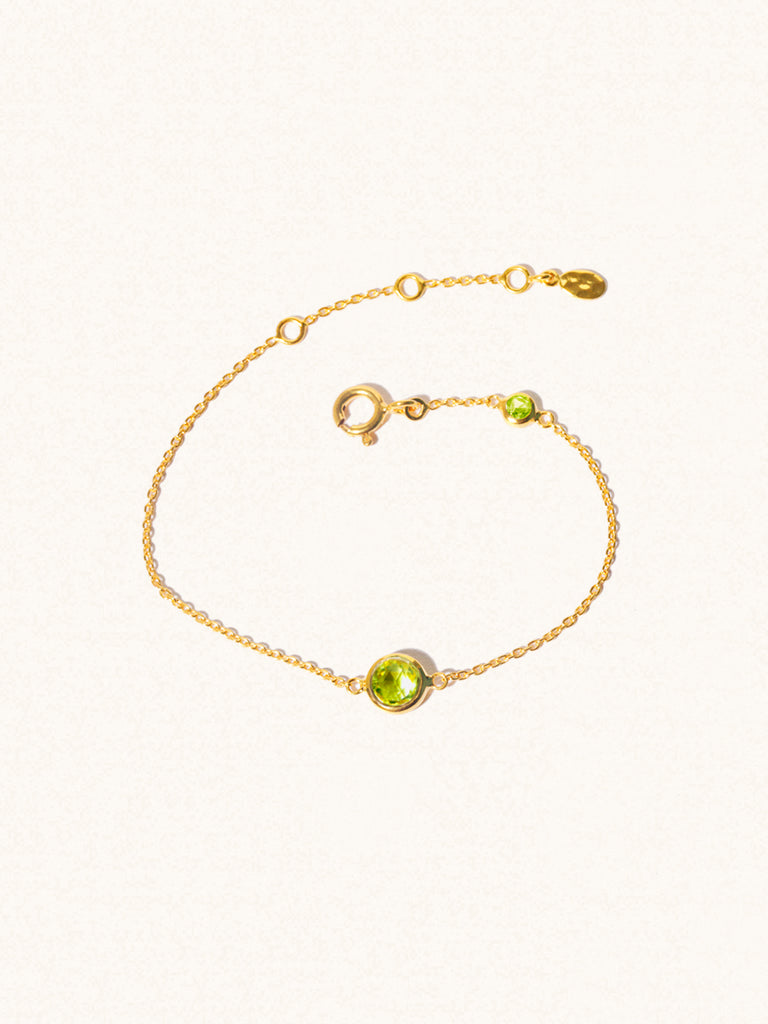 August 18k Gold Vermeil Birthstone Bracelet Peridot