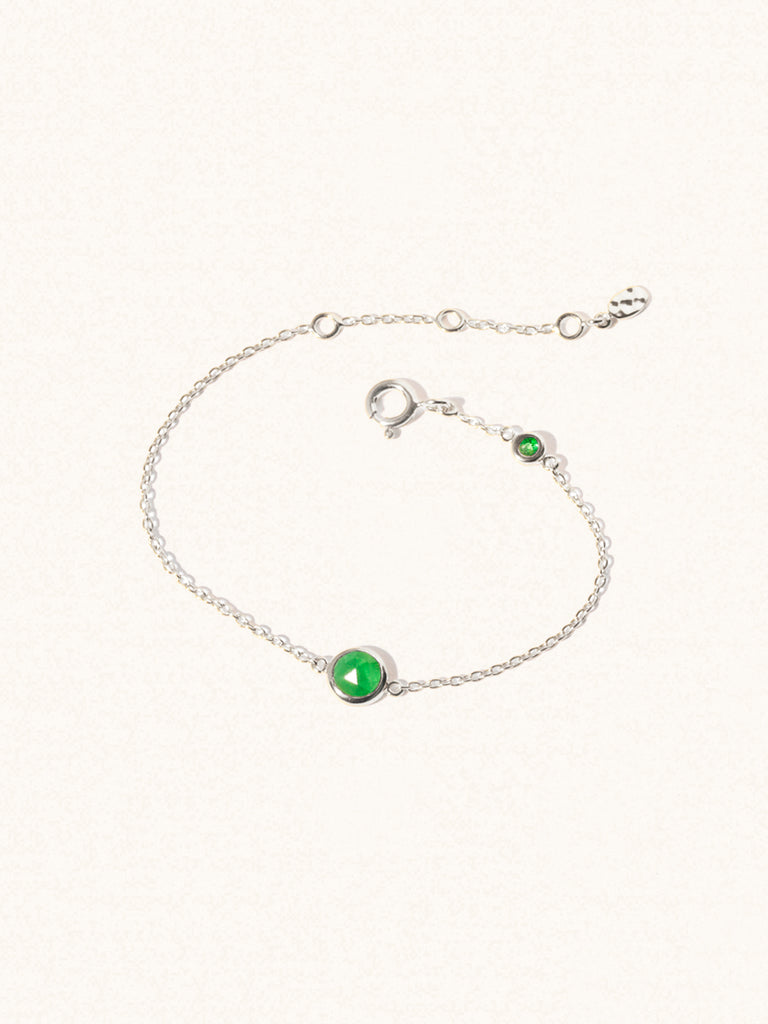 May Sterling Silver Birthstone Bracelet Emerald Quartz