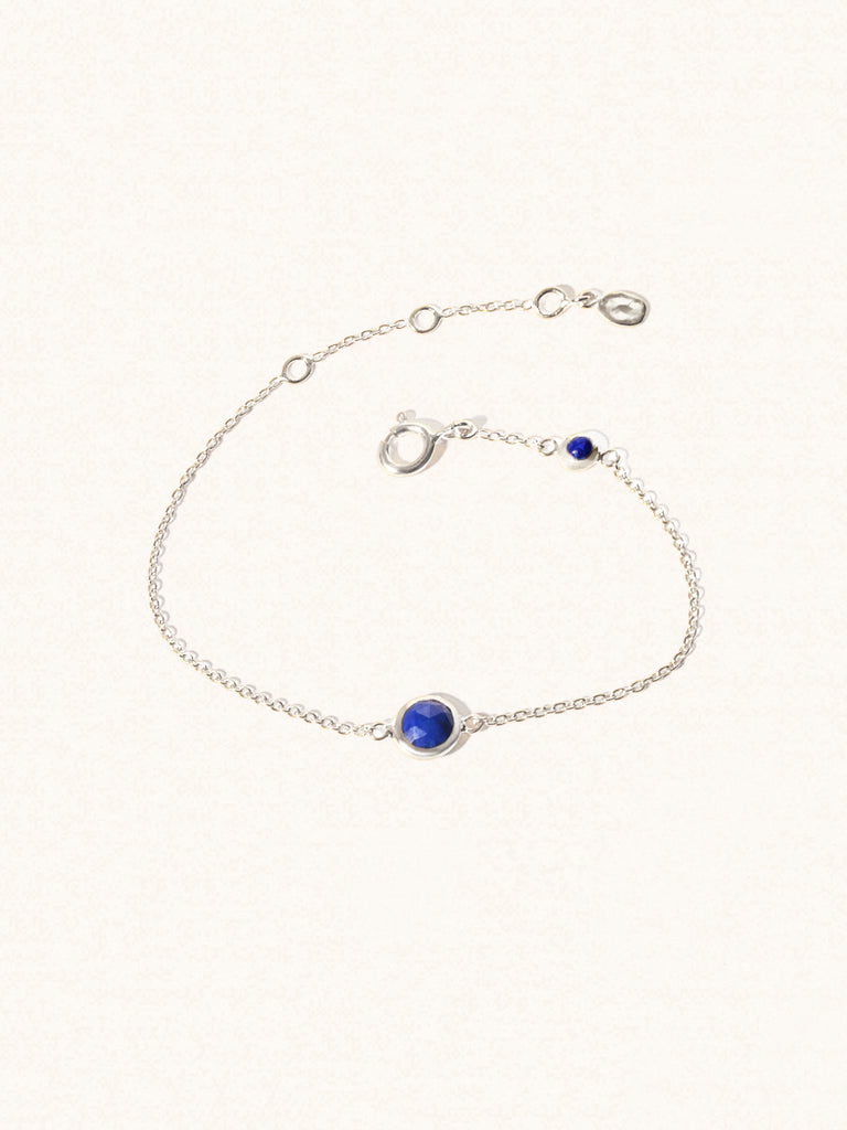 September Sterling Silver Birthstone Bracelet Lapis Lazuli