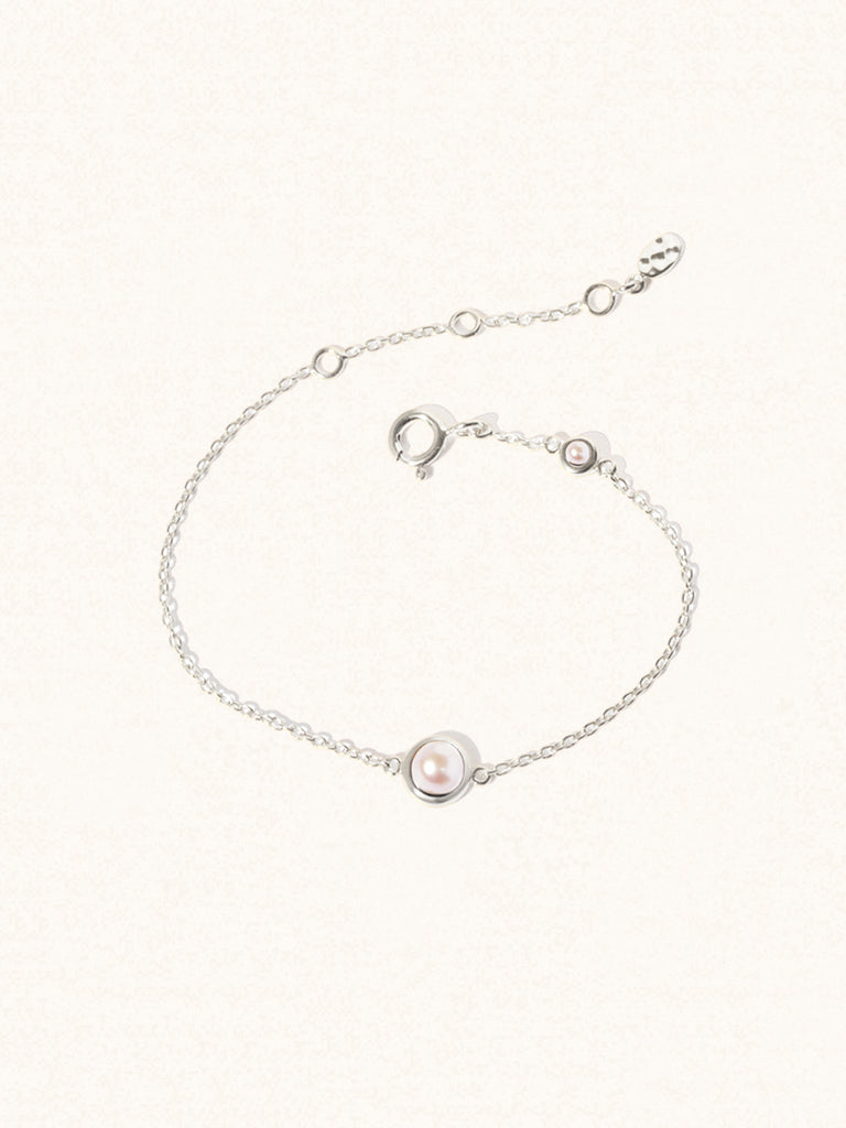 June Sterling Silver Birthstone Bracelet Pearl