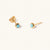 December 18k Gold Vermeil Birthstone Gemstone Stud Earrings (Petite) Turquoise